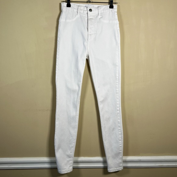 Zara High Waist Skinny Jeans White 4 Baddie Going Out Casual Chic - Picture 2 of 9